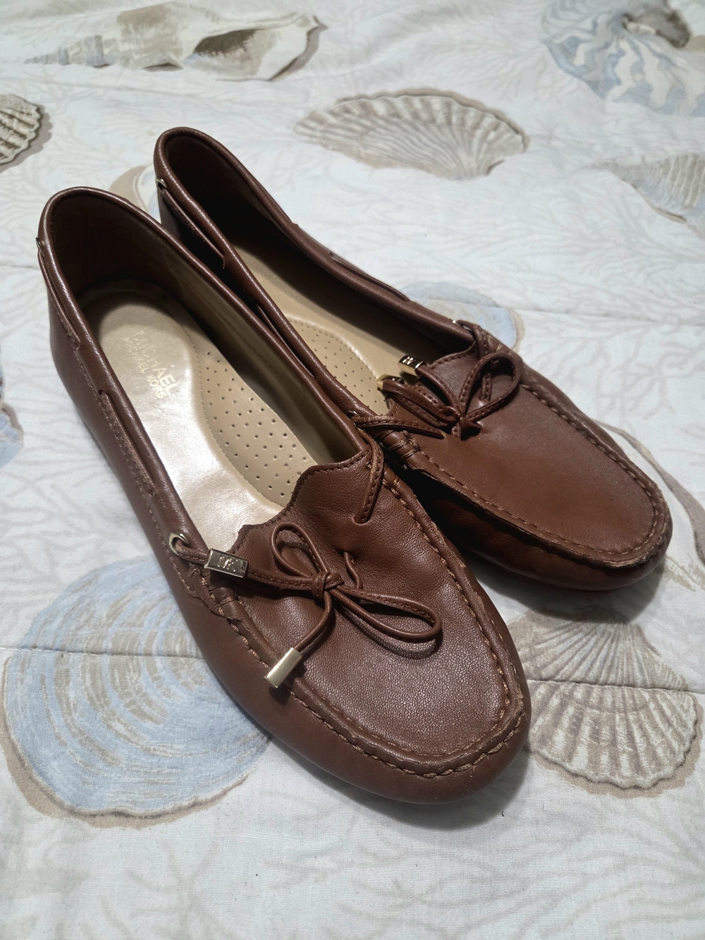 Michael Kors Chestnut Brown Leather Moccasin Loafers